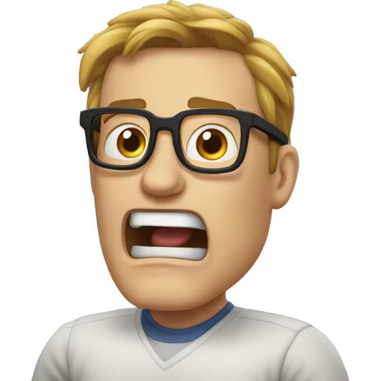 Angry nerd yelling at game emoji