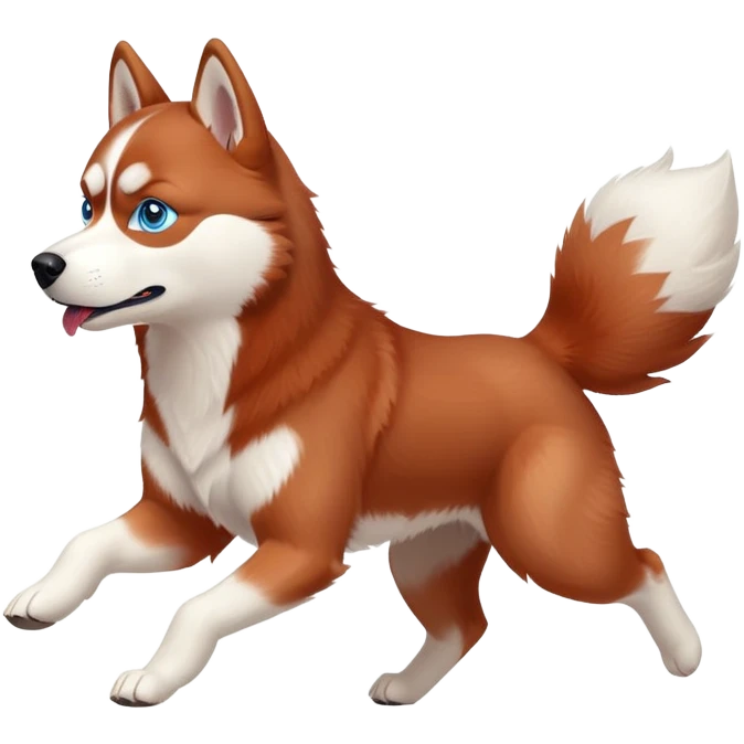 cinematic full body red siberian husky with blue eyes, running emoji