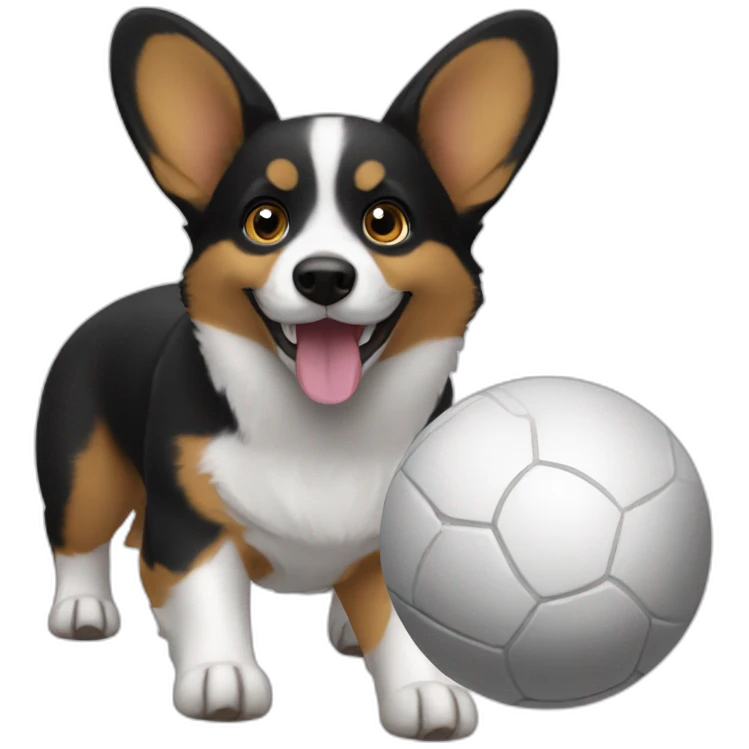 Black corgi catch tenis ball emoji