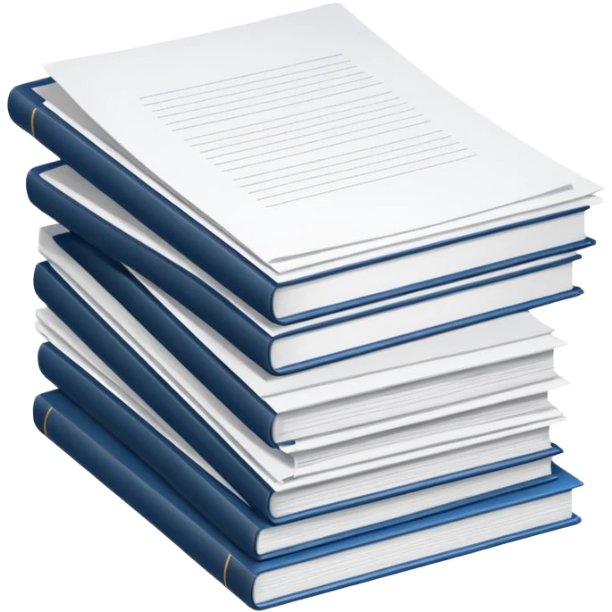 realistic stack of documents with title page emoji
