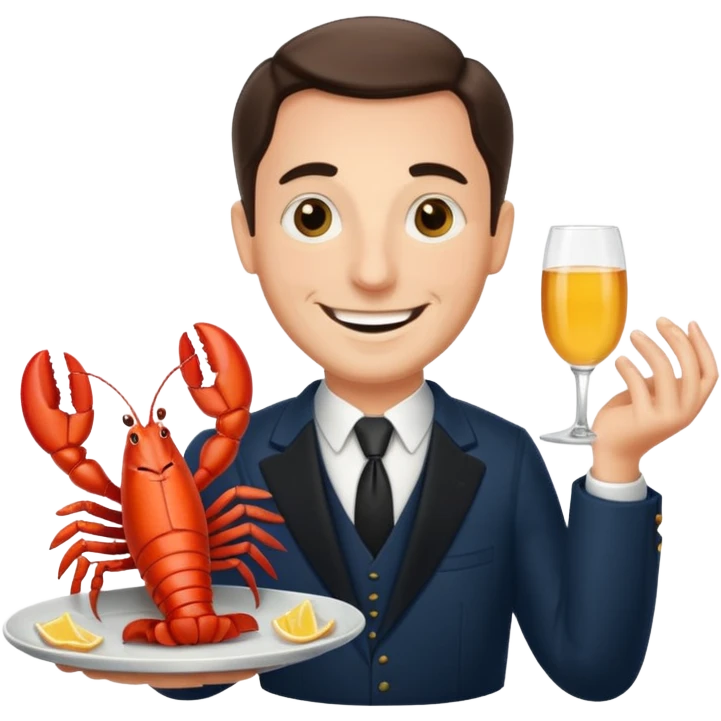 Alfred the butler from batman with a lobster claw emoji