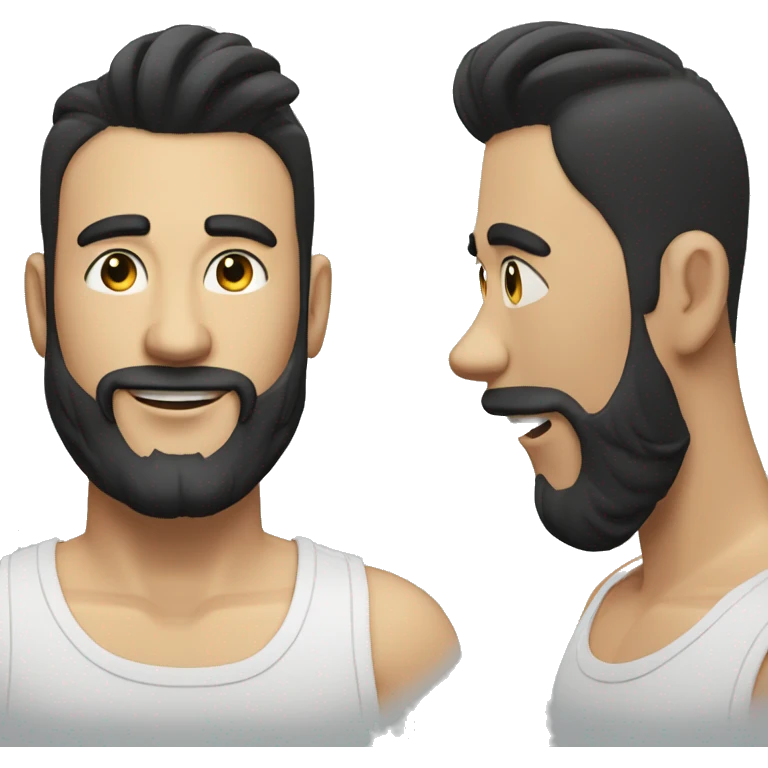 light complexion happy bearded man with black hair high fade combover emoji