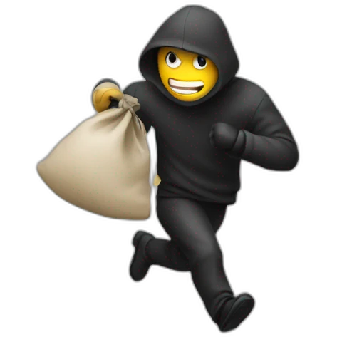 a thief running with a bag of money emoji