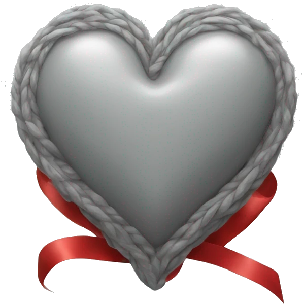 Grey heart with red ribbon that has gold details emoji