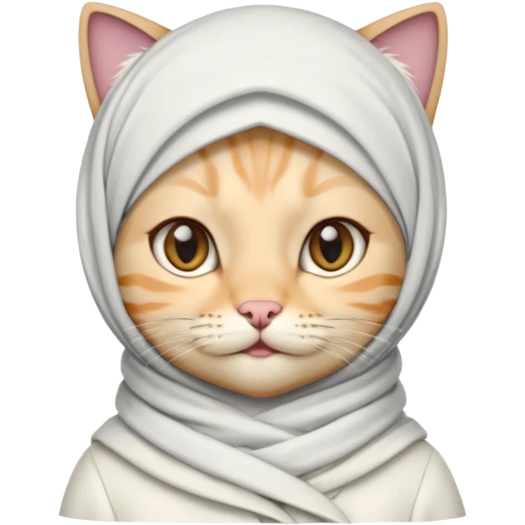 Hijab Cat, white coat. emoji