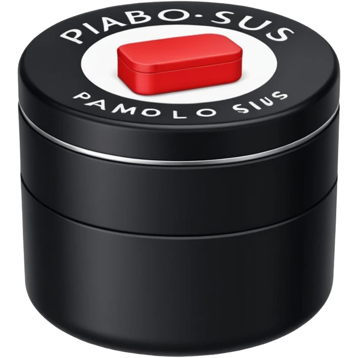 A swedish snus/lip pillow in the box black little box and write on them mini pablo (red) emoji