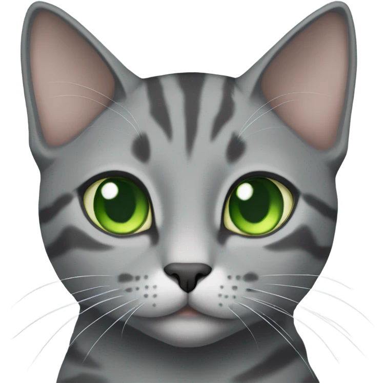 Gray domestic shorthair cat with green eyes  emoji