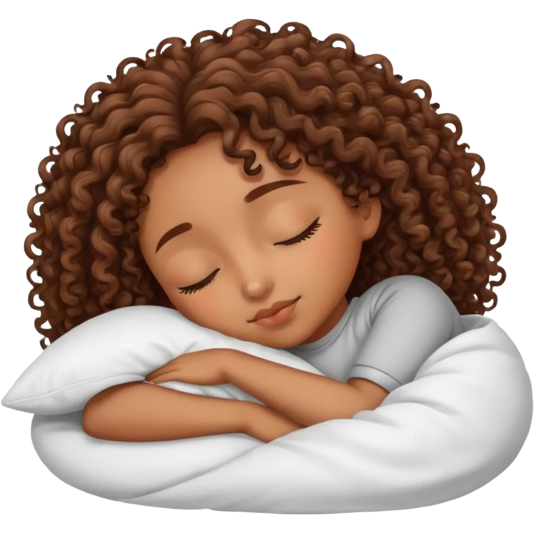 menina parda do cabelo cacheado dormindo emoji