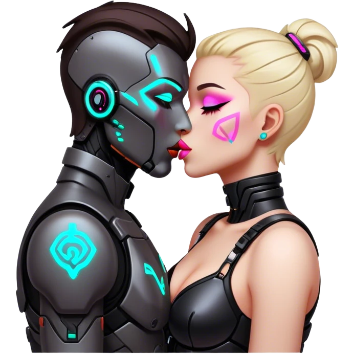 cyberpunk neon kiss emoji