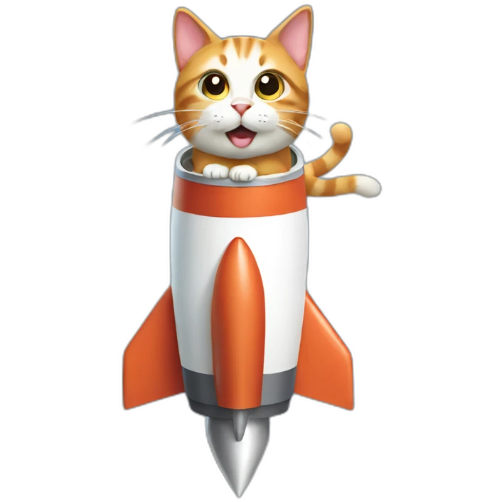 cat on rocket emoji