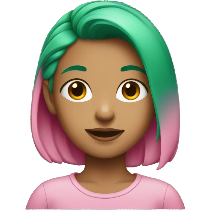Girl with green hair and pink shirt emoji