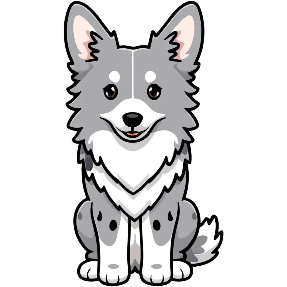 Grey spotted Merle Border Collie dog full body emoji
