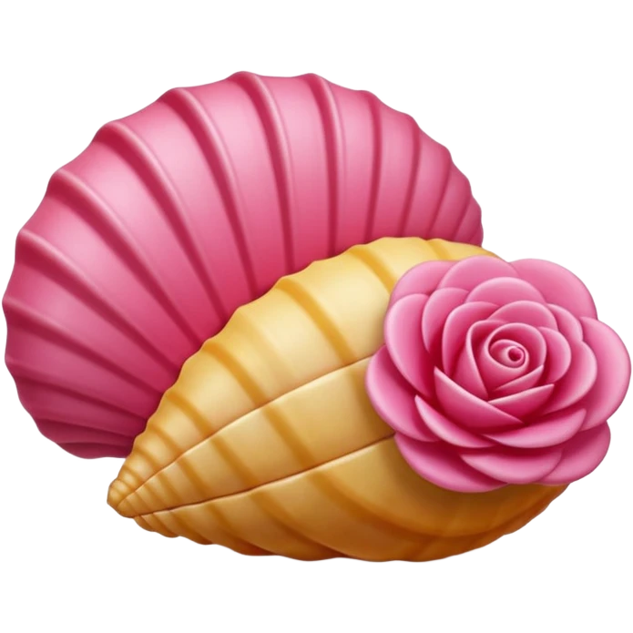 "Un'emoji che raffigura una conchiglia e una rosa fuse insieme in stile cartone animato, sfondo trasparente" emoji