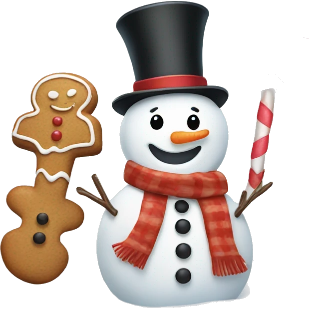 Snowman and a gingerbread  emoji
