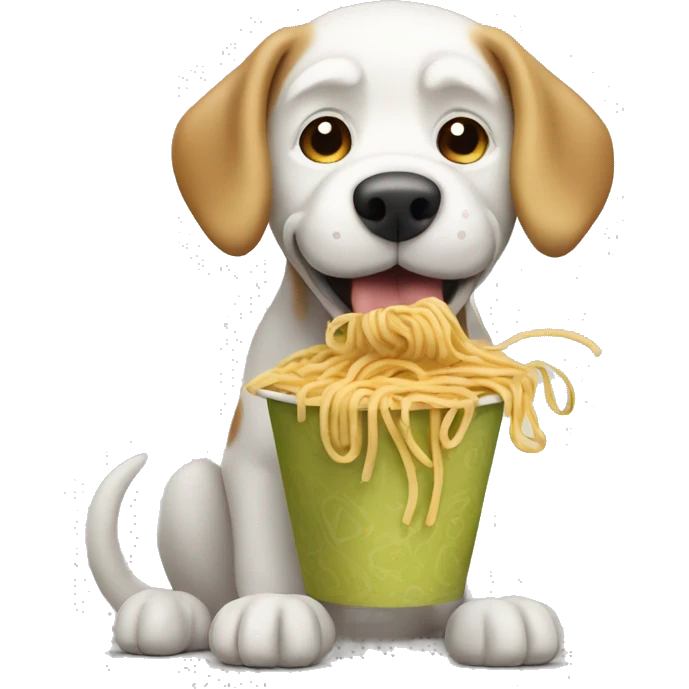 Dog eating noodles emoji