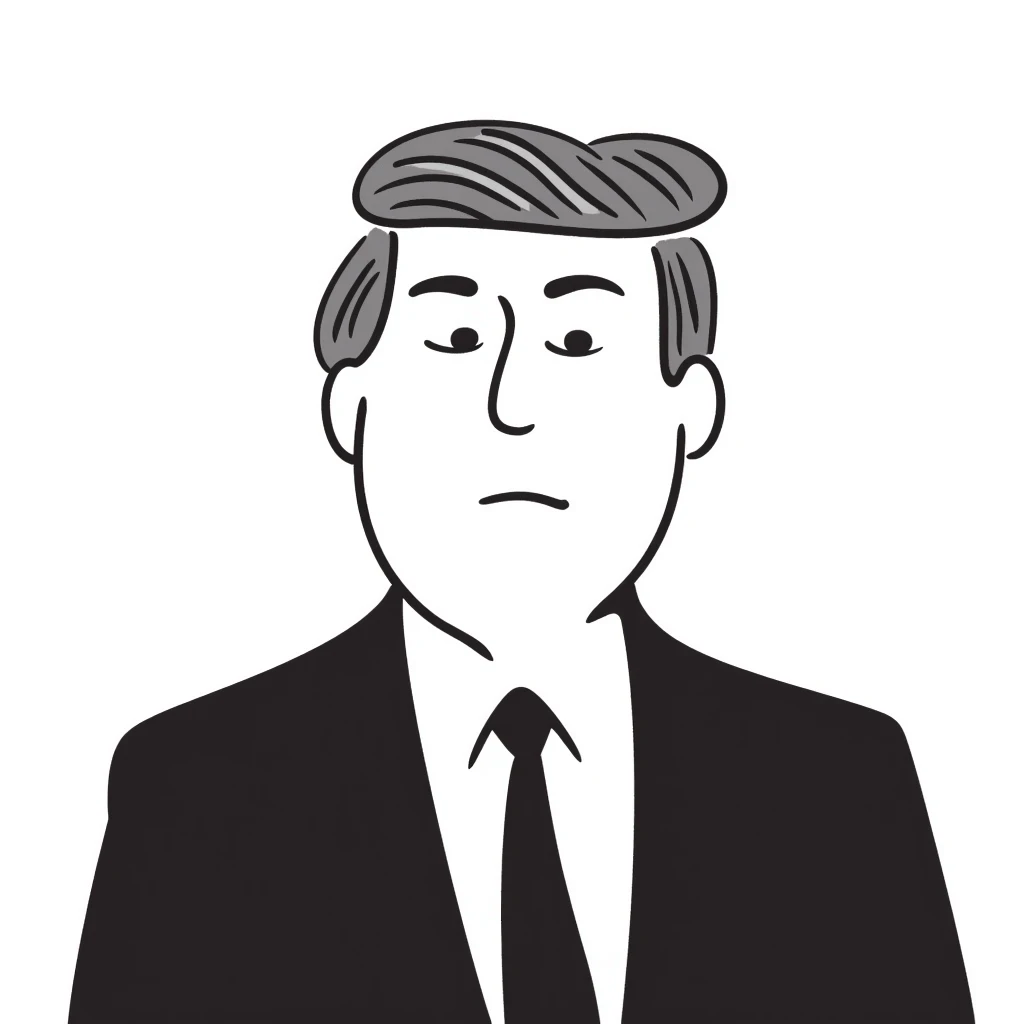 Donald Trump with recognizable features and neutral expression, hand drawn doodle style emoji