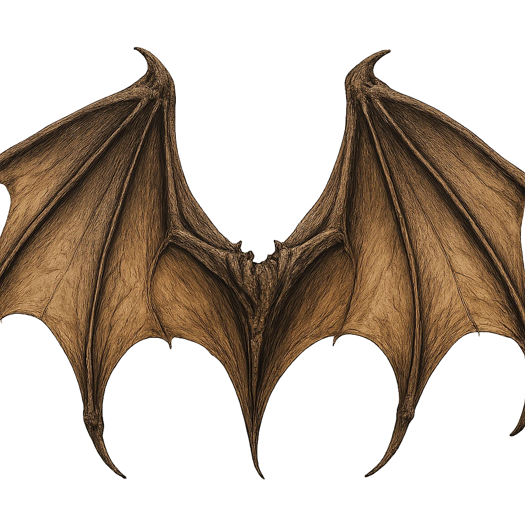 a pair of dragon wings, leathery and powerful, fantasy illustration style emoji