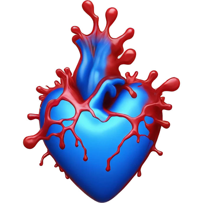 bleeding red heart glowing blue-white emoji