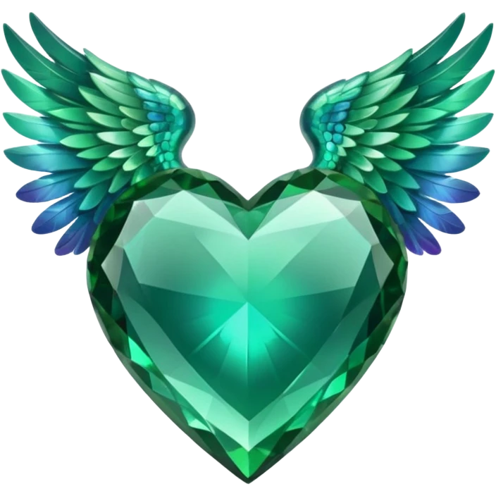 Emerald crystal heart with wings emoji