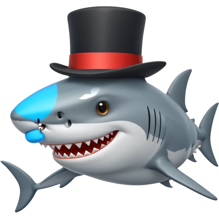 Shark with a top hat emoji