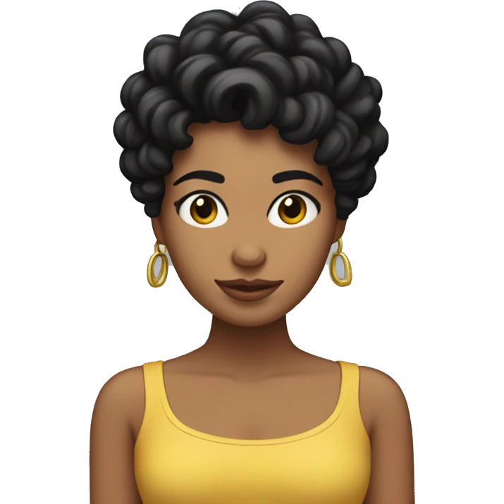 chica morena con pelo rizado negro emoji