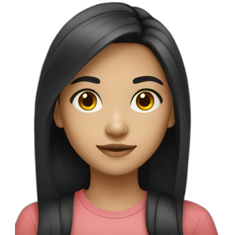 smart and confident girl with light skin and long black hair emoji