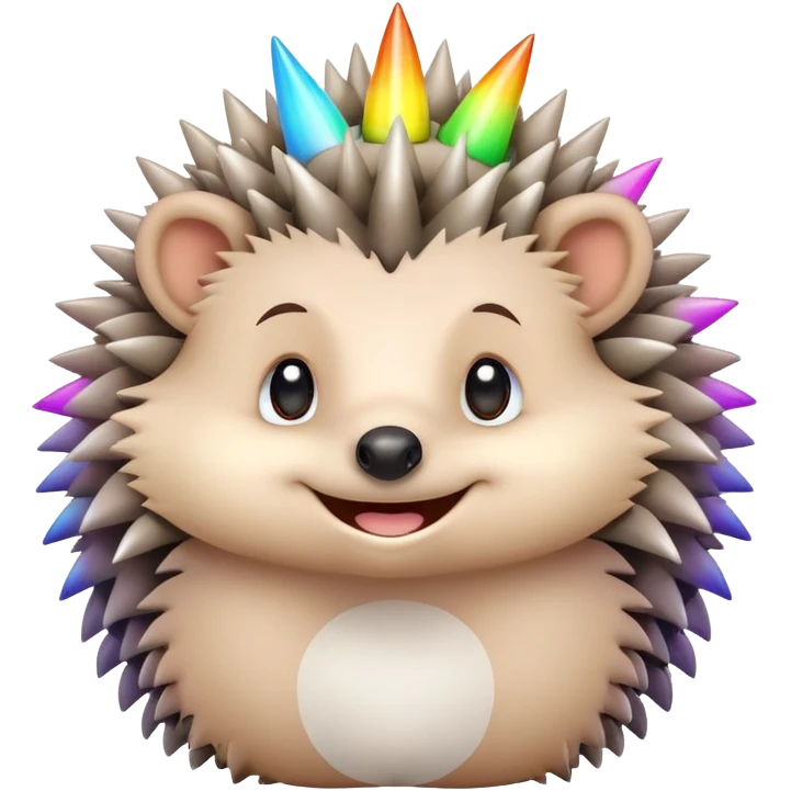 Hedgehog with cloud-like spikes and rainbow halo emoji