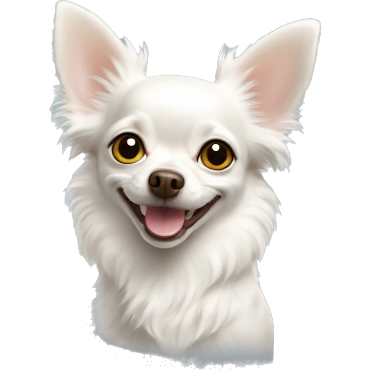 Curious white longcoat Chihuahua smiling  emoji
