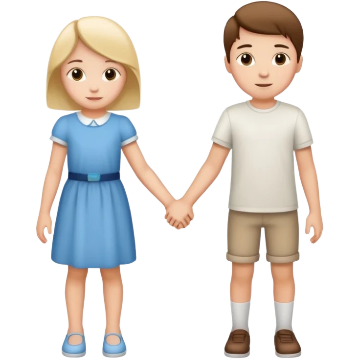 boy and girl holding hands, simple background emoji