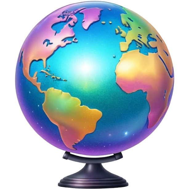 Iridescent big giant glistening glossy sparkly shiny glittery globe emoji