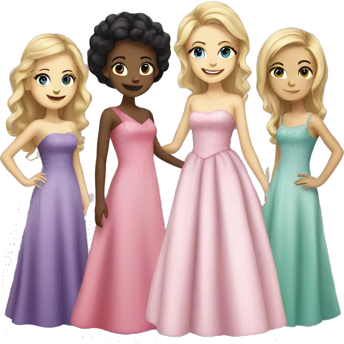 a group of caucasian girls in prom dresses emoji