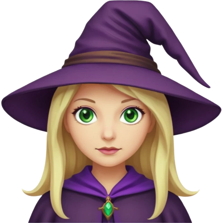 witch in purple hat with blond haircute emoji