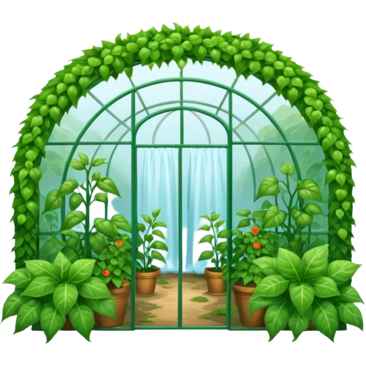 Create a greenhouse effect humid weather landskape imag humid more humid add draps falling emoji