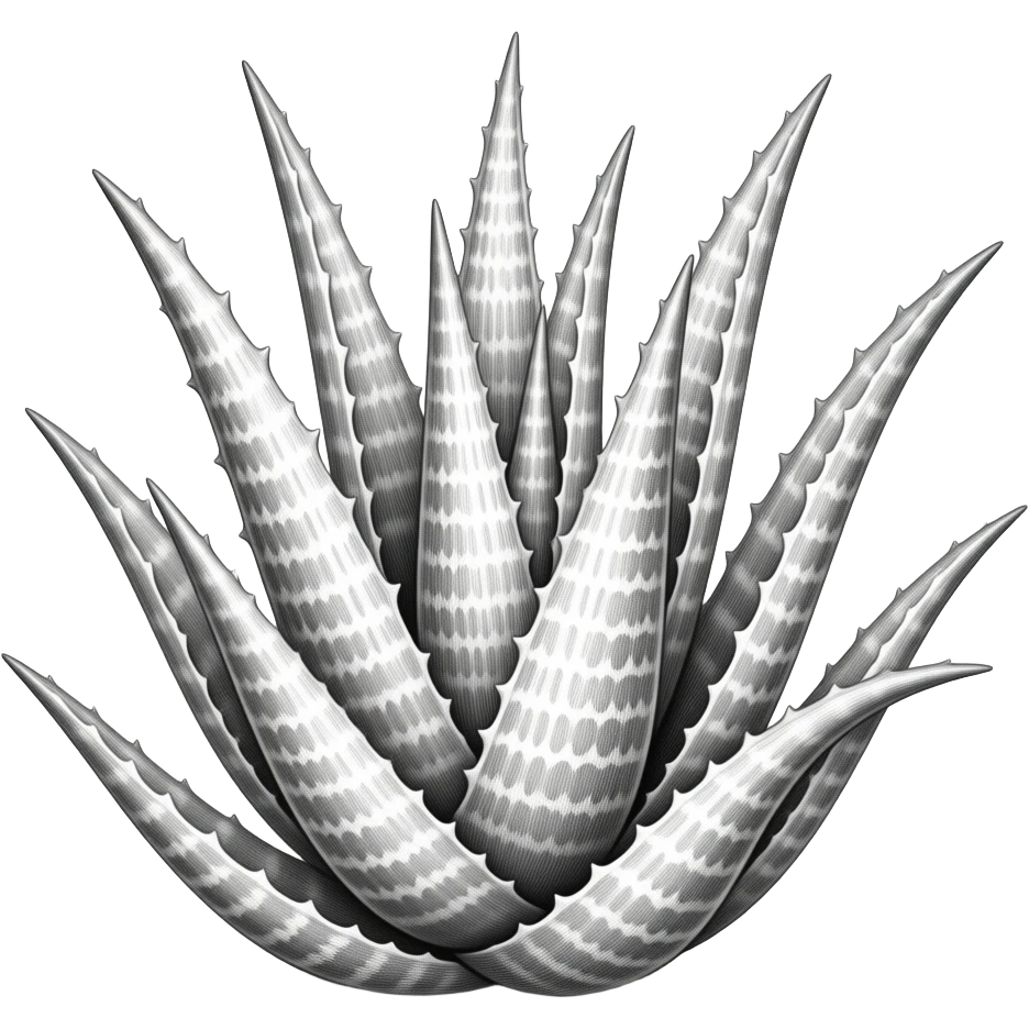 eine aloe pflanze  fein gezeichnet mit Bleistift, unausgemalt emoji