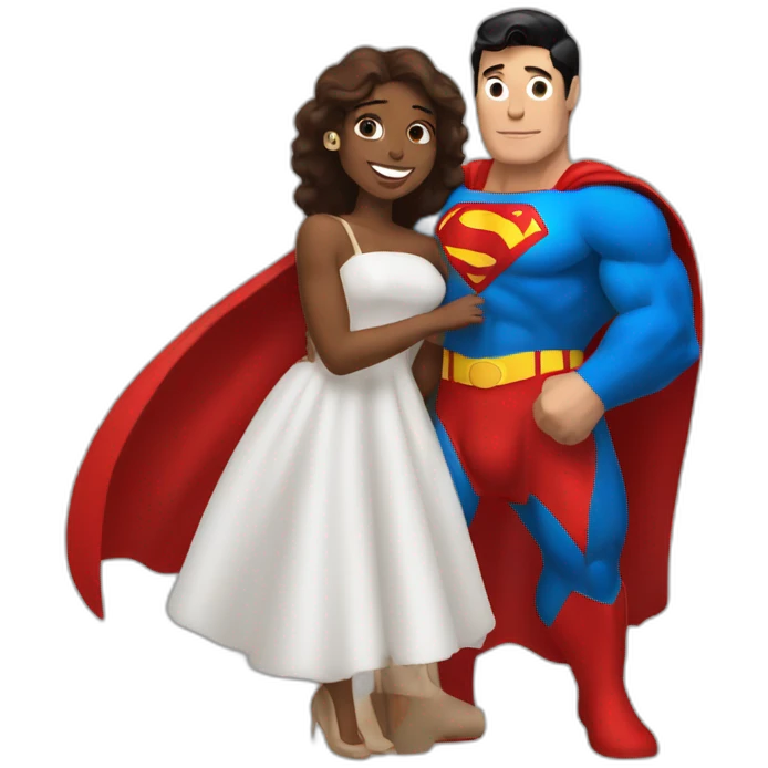 Superman holding brown woman emoji