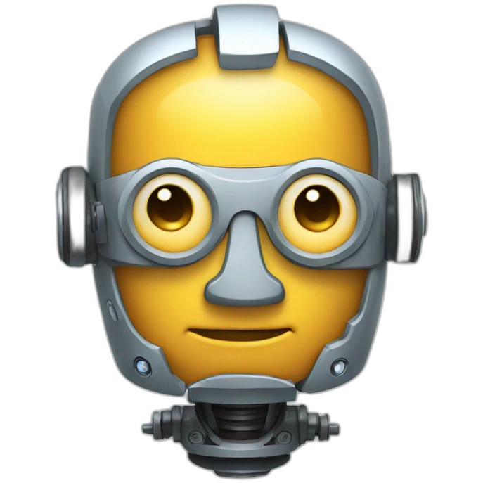 a robot with einstein head emoji