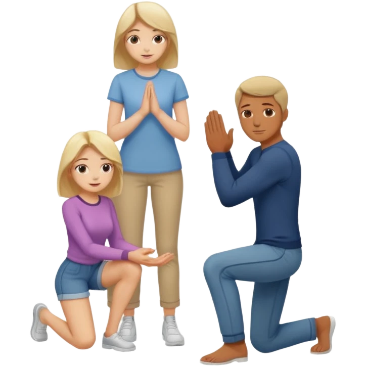 Girl on knees in front of standing man emoji
