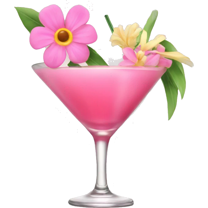 Pink Cocktail with flowers  emoji