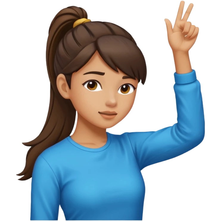 Girl who’s brunette high ponytail dabbing ￼ emoji