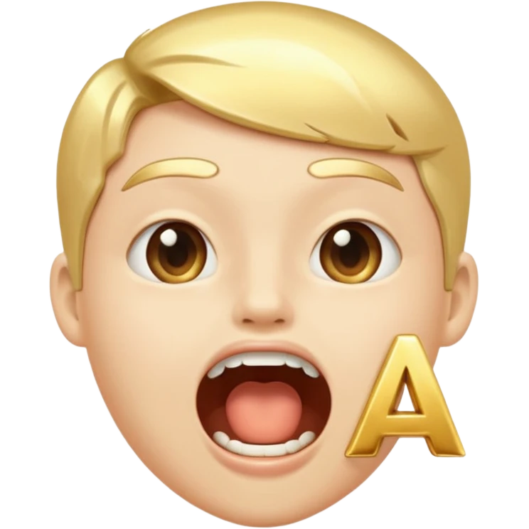 open mouth with letters A Б В coming out emoji