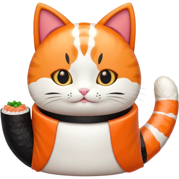 cat wearing a piece of nigiri sushi costume emoji
