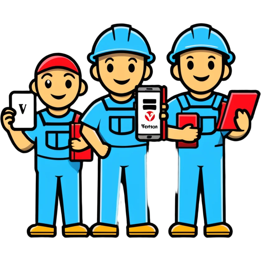 Verizon workers with perk icons, playful and bold emoji