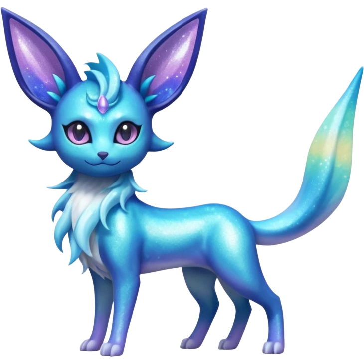 Shiny Iridescent Sparkly Nebulae Espeon-Lumineon-Vaporeon-Amaura-Glaceon-Dragonair-Fakémon-hybrid-creature (full body)  emoji