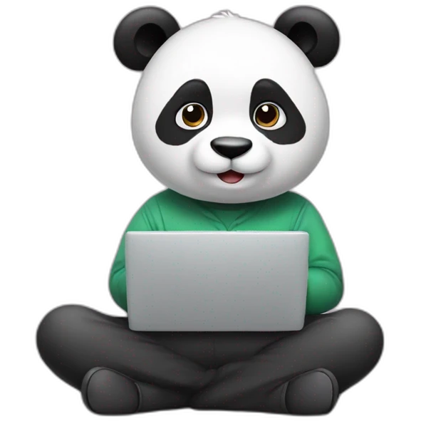 panda boy work on laptop emoji
