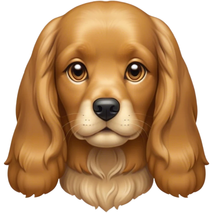 Cinematic Noble Gold Cocker Spaniel Portrait Emoji, Poised and regal, with a medium build and a lustrous, well-groomed golden coat, deep-set soulful brown eyes, Simplified yet sharp and sophisticated features, highly detailed, glowing with a soft, dignified glow, high shine, intelligent and loyal, stylized with an air of elegance, focused and attentive, soft glowing outline, capturing the essence of a watchful and confident companion, so majestic it feels as though it could trot out of the screen with effortless authority! emoji