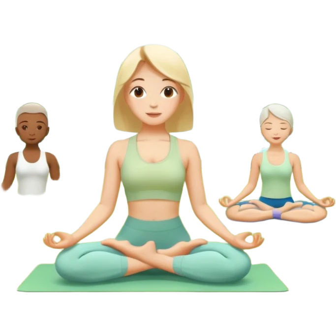 Ein Yogakurs der in einem grünen Park stattfindet im Sommer. emoji