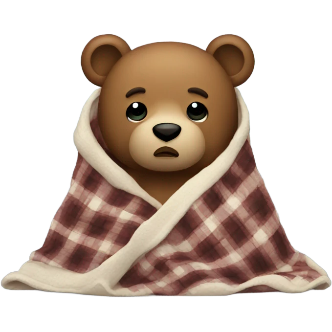 Sad bear in a plaid blanket  emoji