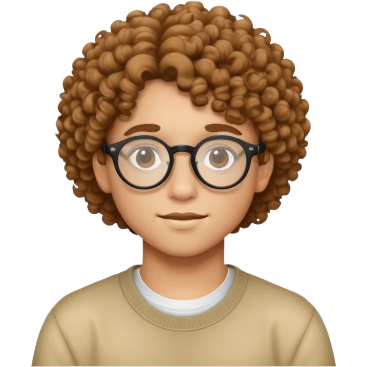 Short teenager wearing round glasses and has curly hair  emoji