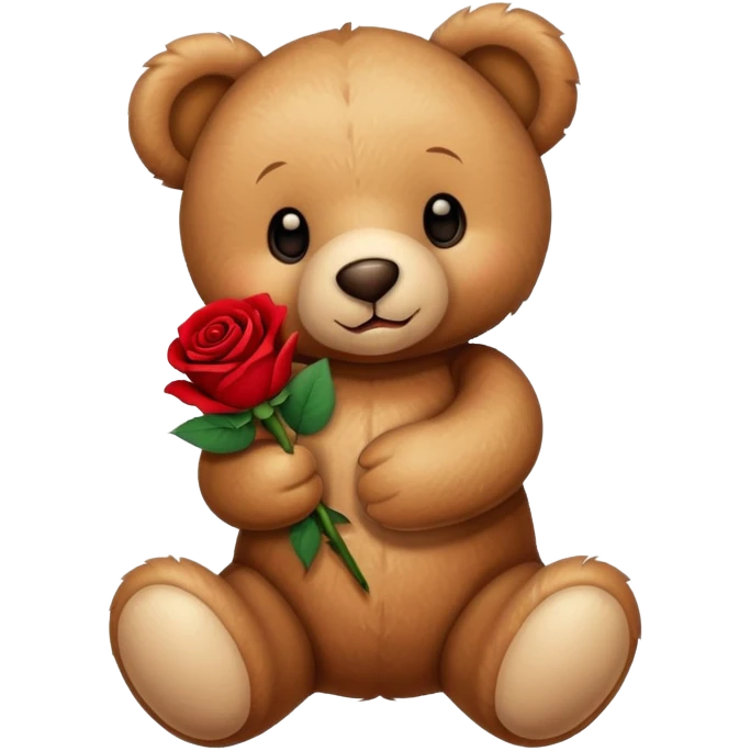 Teddy bear holding a red rose emoji