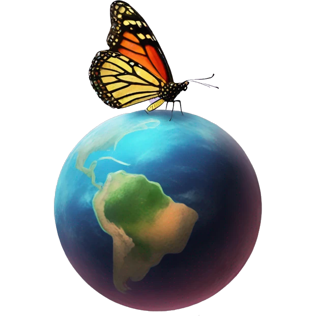 planet and butterfly emoji